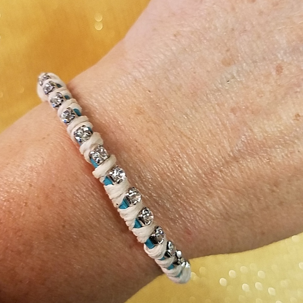 Leather Rhinestone Bracelet - Picture 4 of 5